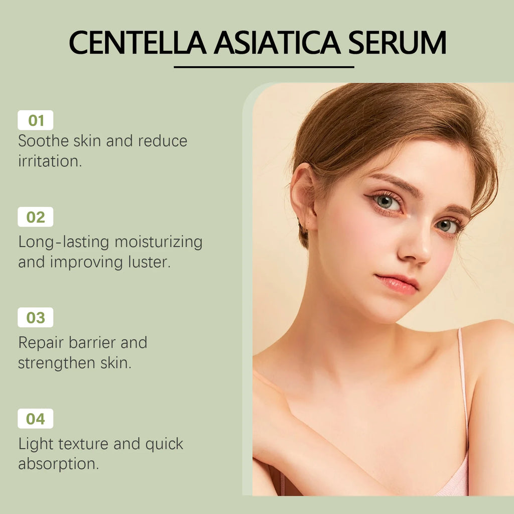 Centella Asiatica Serum Brightening Hydrating Facial Essence Soothing Moisturizing Anti-Redness Beauty Skincare Smooth Texture Qme