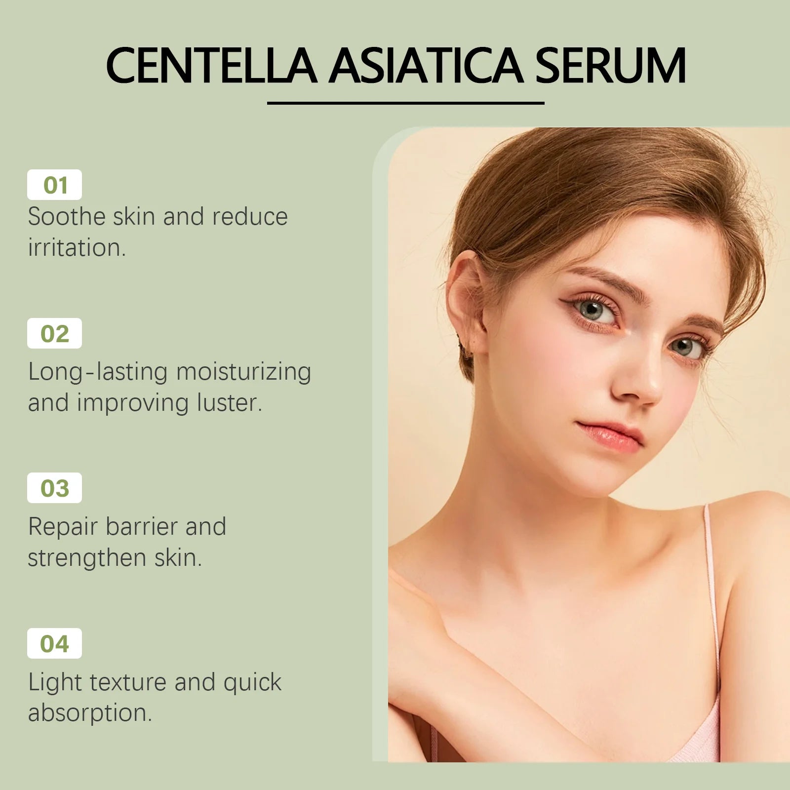 Centella Asiatica Serum Brightening Hydrating Facial Essence Soothing Moisturizing Anti-Redness Beauty Skincare Smooth Texture Qme