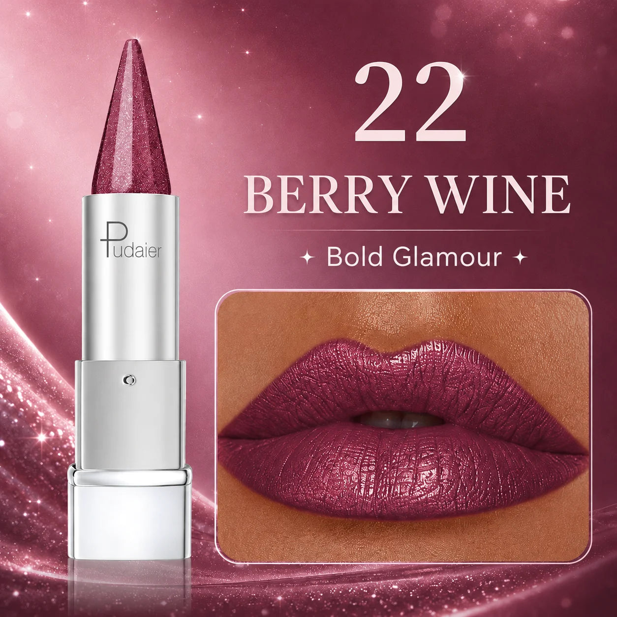 Shimmer Lipstick Fine Glow Pink Nude Lip Balm Long Lasting Qme 22 4g Full Size