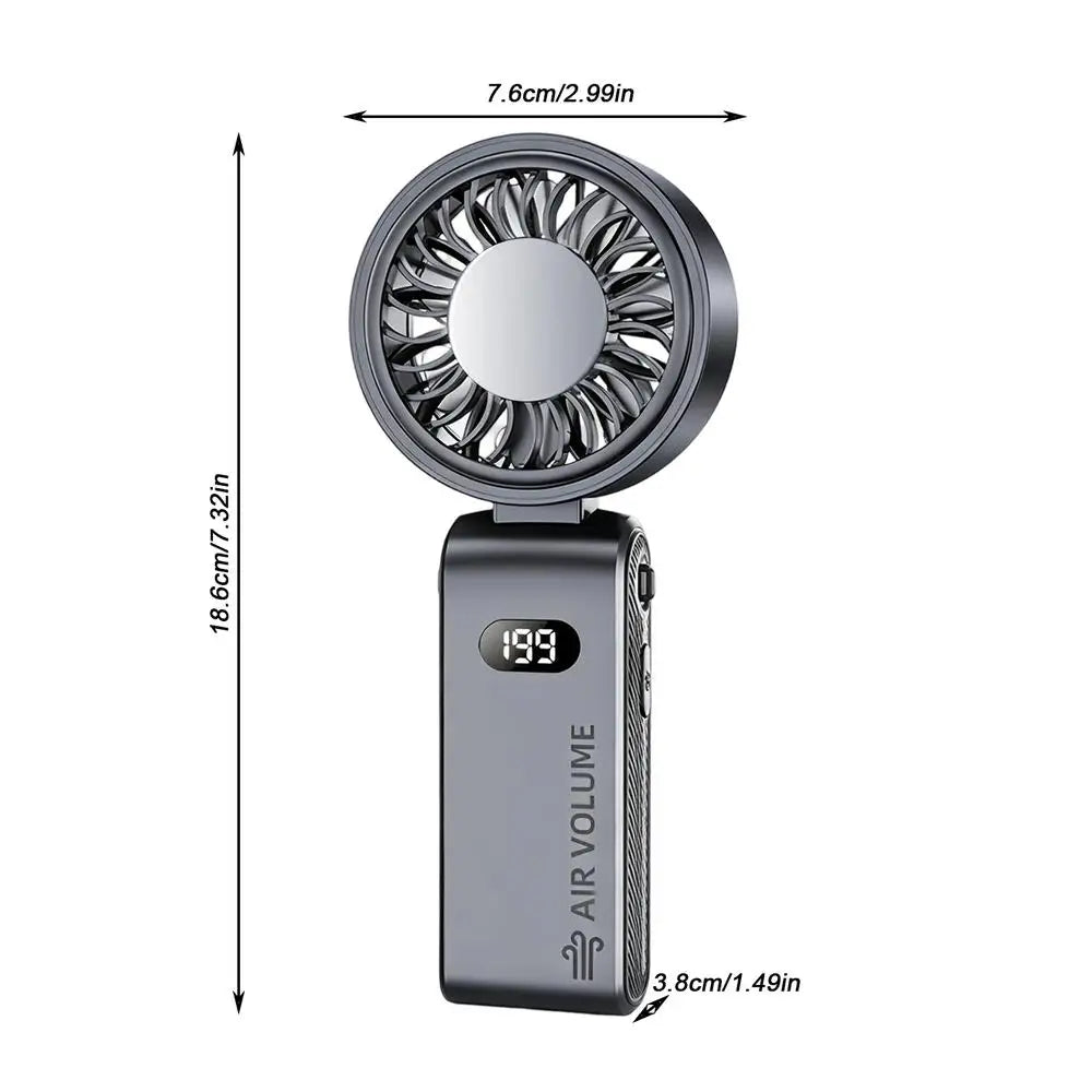 Mini Handheld Fan Rechargeable Foldable Cooling Airflow With LED Display Portable Fan For Cruise Trip Beach Camping Outdoor Qme A China Mainland