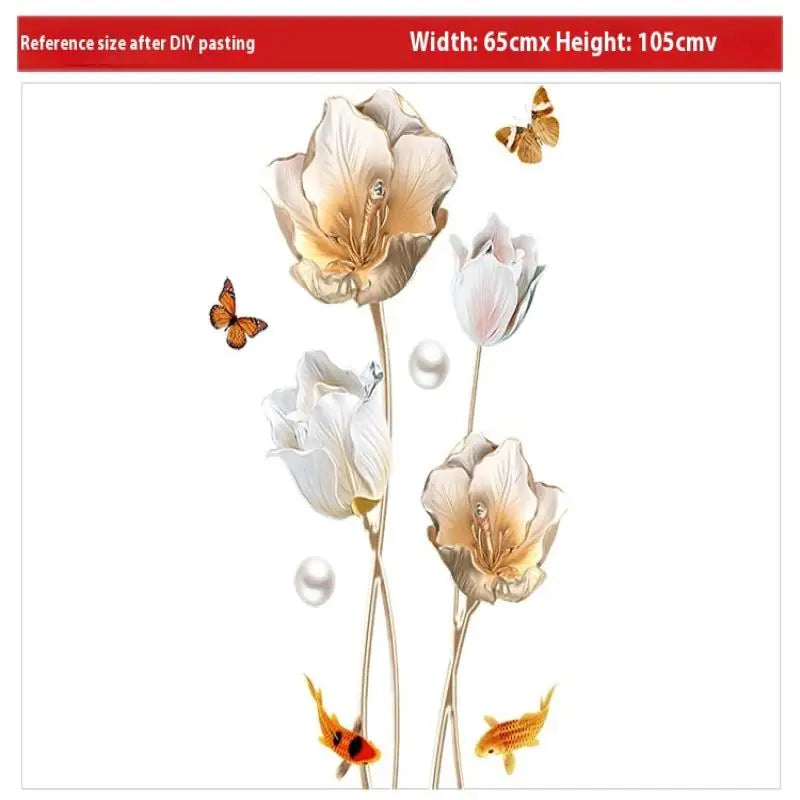 Living Room Background Decor Self-adhesive Home Beautiful Flower Wall Qme