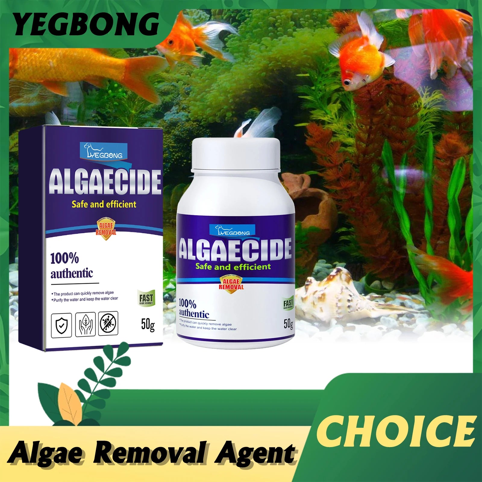 YEGBONG Algae Removal Agent Effectively Remove Algae Purify Water Quality Prevent Water Pollution Fish Tank Algae Removing Moss Qme