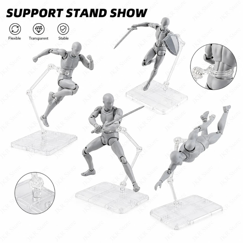 1/3/5/10Pcs Transparent Acrylic Action Figure Stand Detachable Display Base For Toy Doll Desktop Collection Shelf Accessories Qme