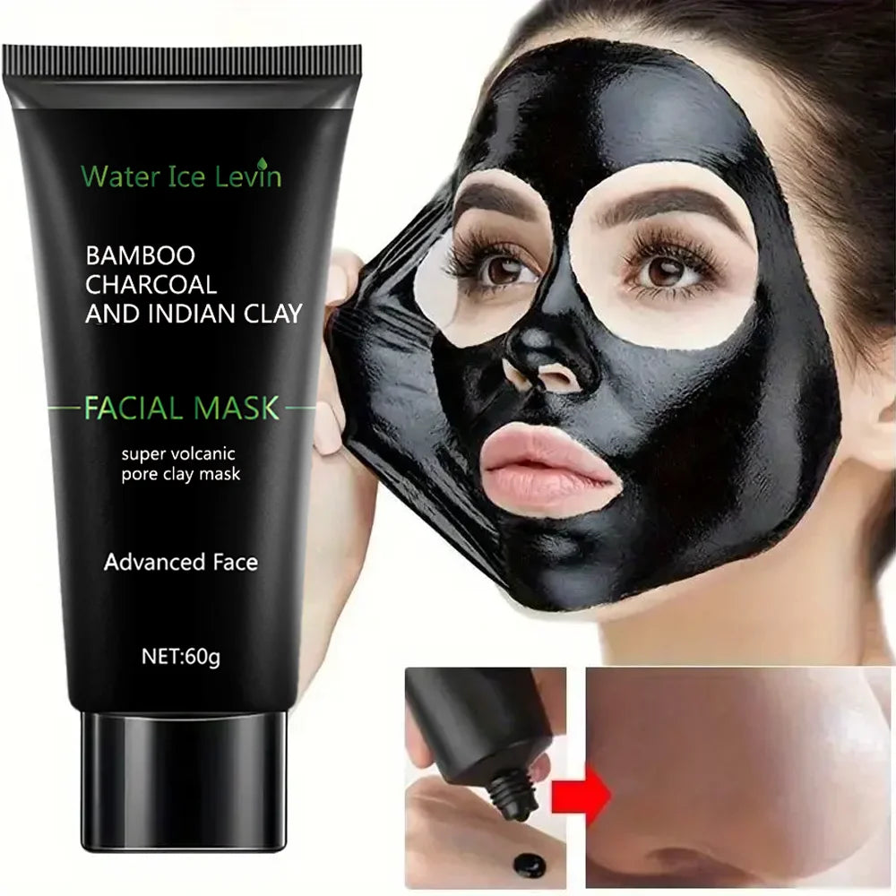 Bamboo Charcoal Black Mask, Deeply Moisturizing, Deep Cleansing and Oil Control, Absorbs Dirt, Bids Farewell to Rough Skin, Makes Skin More Delicate, Anti-Stretch Mask, Suitable for Both Men and Women Qme