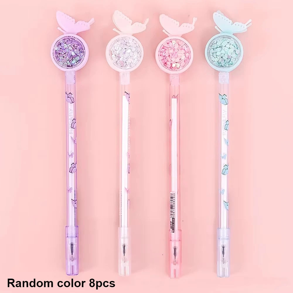 Butterfly Gel Ink Pen Novelty Holiday Pen with Black Ink, Suitable for Nurses, Students,Teachers, Classroom Office Supplies Qme Random color 8pcs