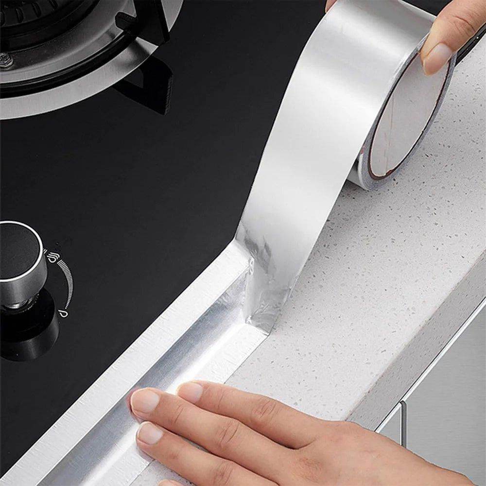 Aluminum Foil Tape 5-10m Waterproof Oil Proof Self Adhesive Kitchen Stove Sink Gap Seal Strip Heat Resistant for Countertop Edge Qme