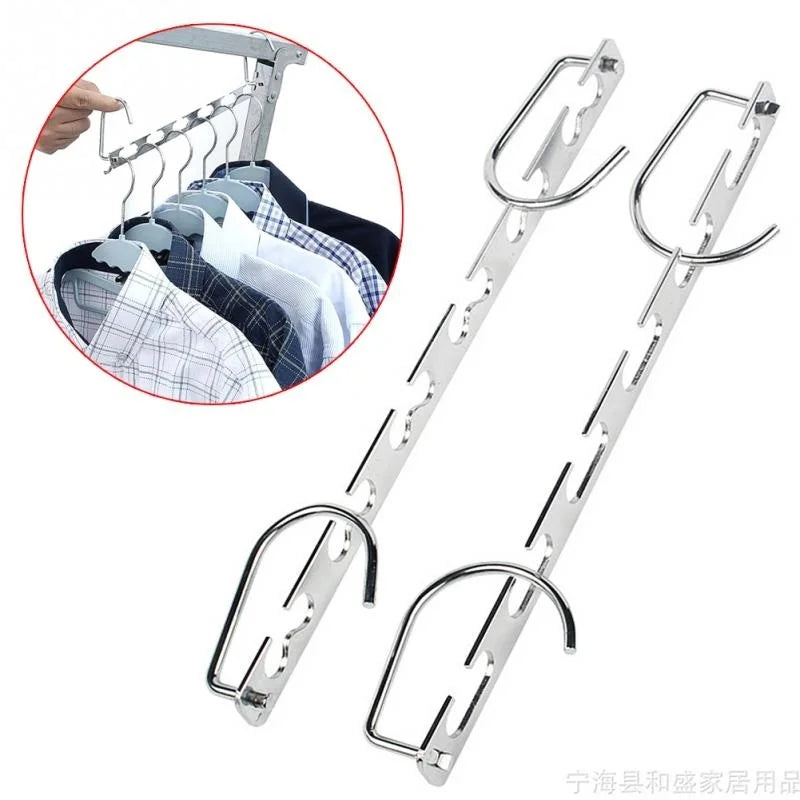37cm Multifunctional Space Saving Metal Hangers with Hook 6 Hole Clothing Wardrobe Organizer Iron Clothes Coat Hanger 1pcs Qme