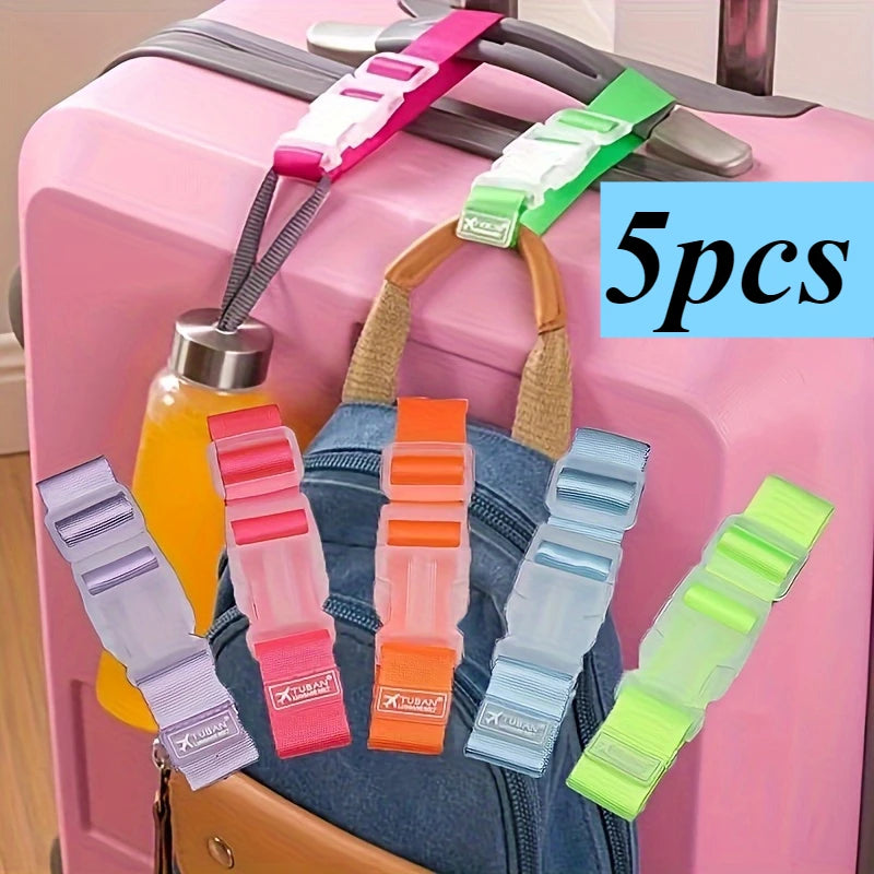 5pcs Multi-color Luggage Straps - Adjustable Buckle Design, Durable Travel Outdoor Accessories, Strong Trolley Bag Hook Shoulder Qme