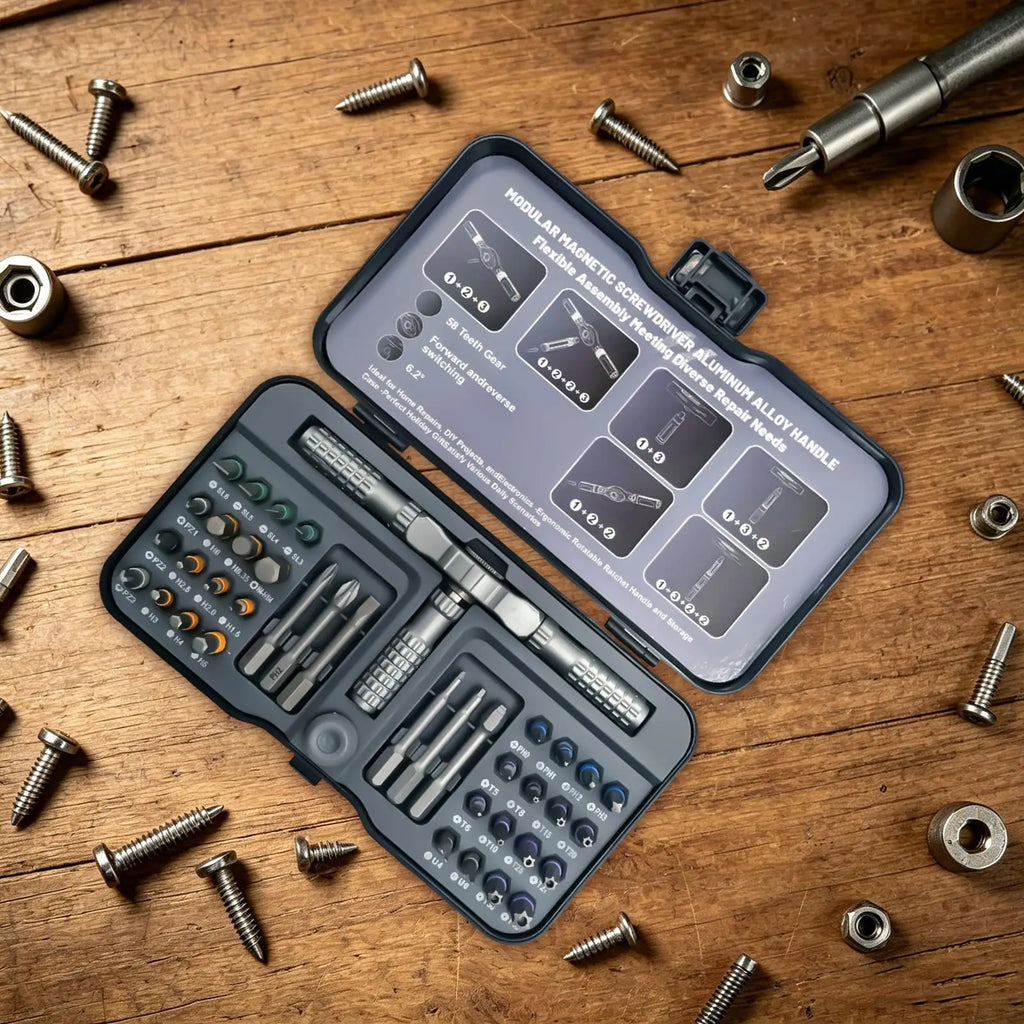 Ratcheting Screwdriver 42-in-1 Magnetic Ratchet Precision Bits Qme