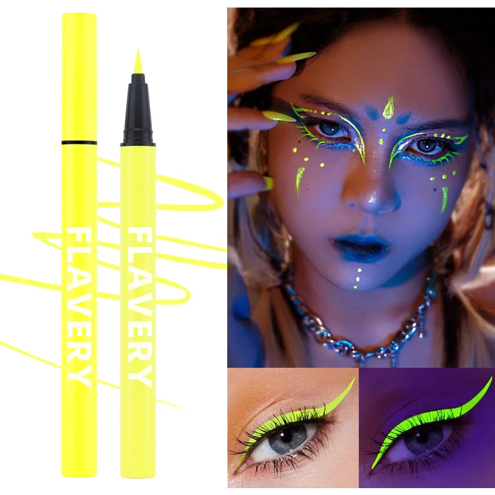 8-color Fluorescent UV Eyeliner Waterproof Sweat-proof Face Paint Pen Qme 04yellow