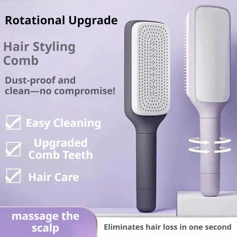 Rotatable Self Cleaning Hair Brush Massage Air Cushion Comb Magic Retractable Self-Cleaning Massage Brush Telescopic Comb Qme