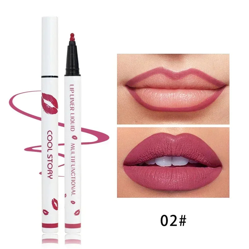 Matte Soft Lip Liner Liquid Lipliner Pencil Long Lasting Lips Cosmetic Tool Stick Quick Drying Smudge Proof Natural Lipstick Pen Qme 02