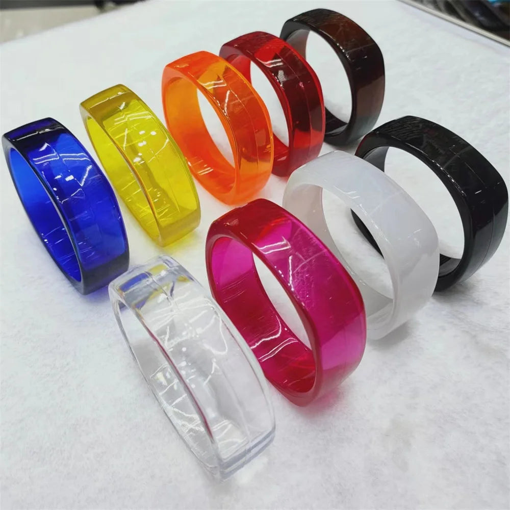 Vintage Acrylic Cuff Fashion Bangles for Women New Trendy multicolour Wide Geometric Resin Simple Bracelets Charm Jewelry Qme