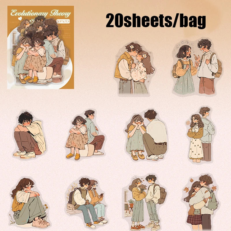20 Sheets Couple Love Stickers Romantic DIY Scrapbook Journal Laptop Phone Case Decoration for Valentine's Day Gift Dating Coupl Qme 5