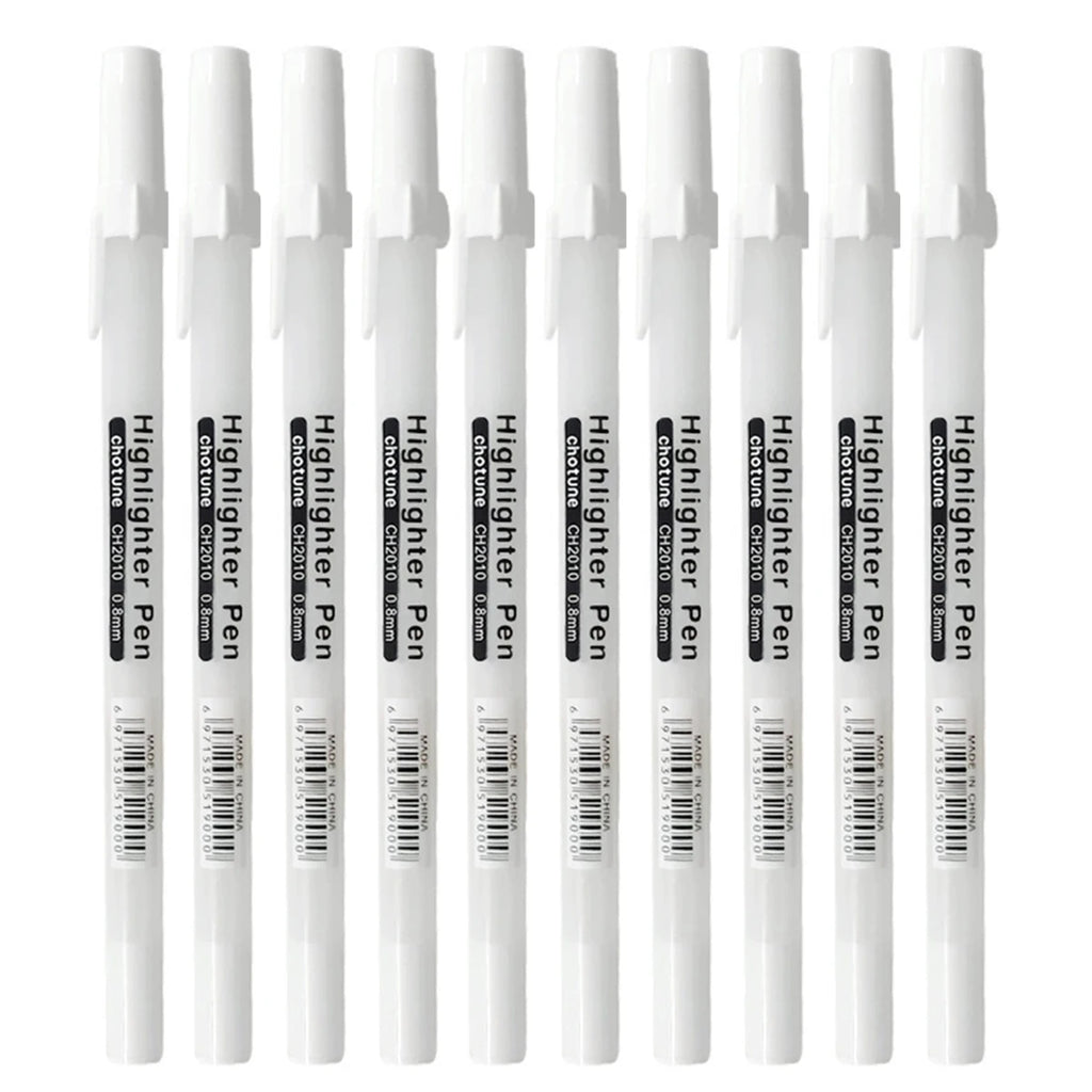 2-12Pcs 0.8mm Metallic White Highlight Gel Pens Permanent Graffiti Drawing Markers Art Craft Writing Stationery Supplies Qme