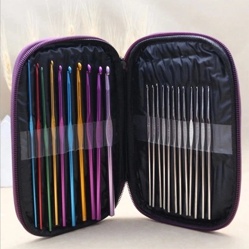 DIY Craft Yarn Sewing Needle Case Ergonomic Aluminum Crochet Hooks Qme