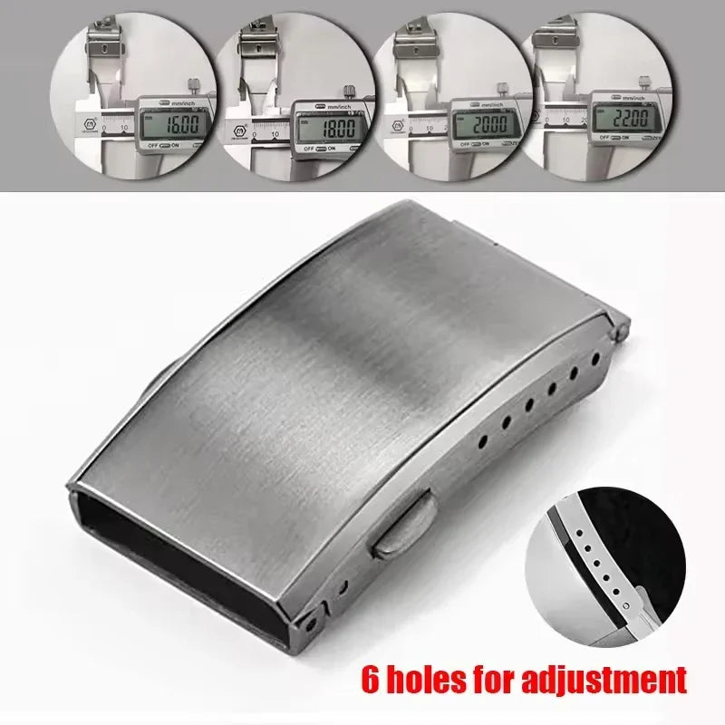 Watchdives Watch Clasp 18mm 20mm 22mm Silver Folding Safety Milled Clasp Replacement Stainless Steel Deployant Watch Buckle Qme