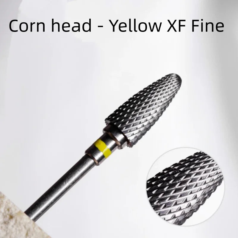 Tungsten Steel for nail Drill Bit Spiral Pattern for nail Buffing Head for Nail Buffing Polishing nail Gel Removal Safe Material Qme 1pcs yellow