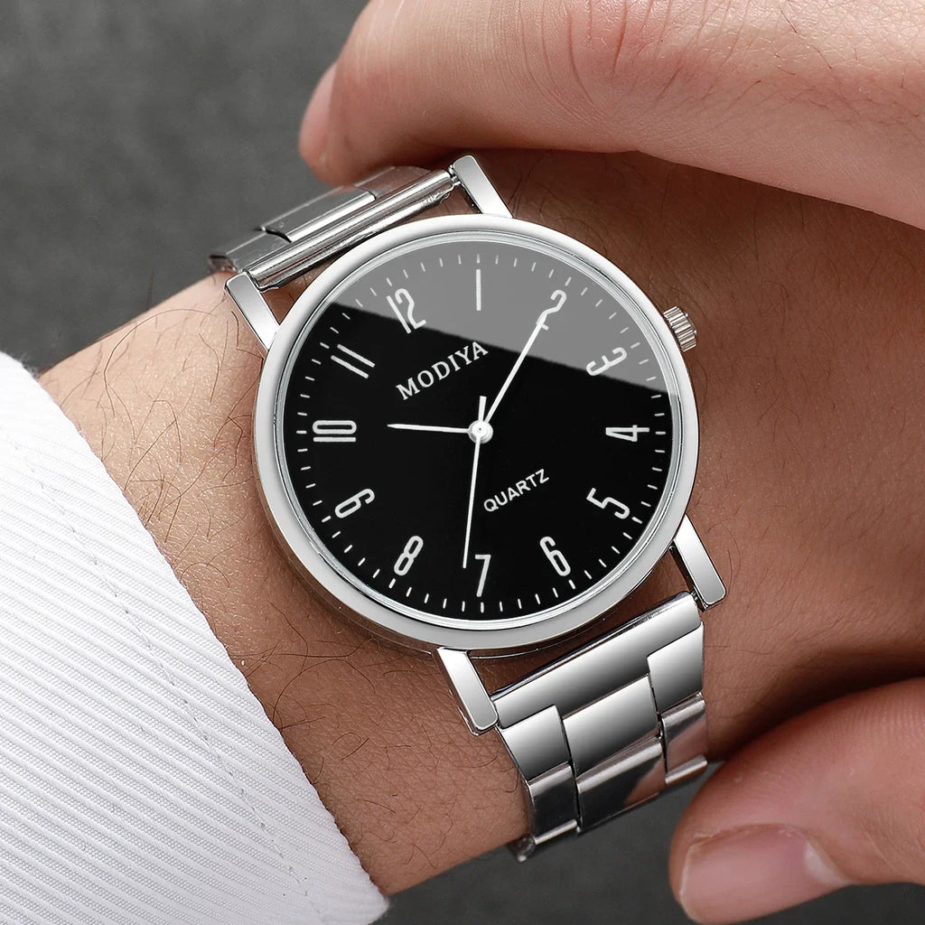 2 Pçs/set Homens Relógios de Negócios Moda Analógico Relógio de Quartzo Reloj Hombre (Sem Caixa) Qme