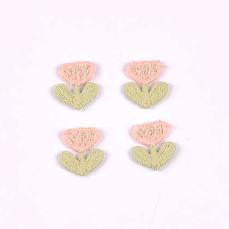 20pcs 16x17mm Assorted Color Tulip Embroidered Appliques,Sewing Decoration DIY Clothes Hair Accessories No Glue cp3854 Qme 16x17mm-1