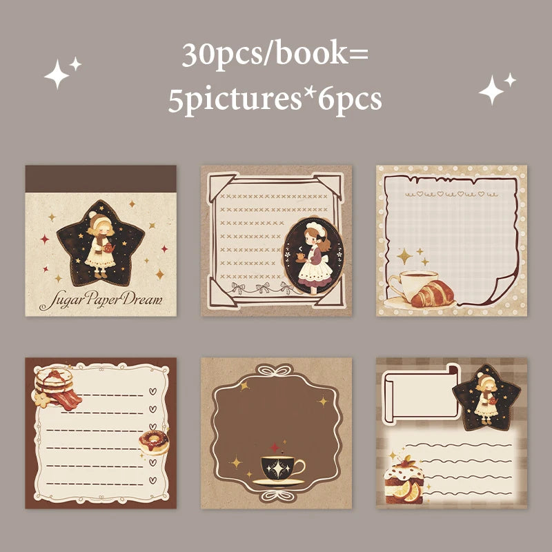 Vintage Fairy Tale Notepad, Large Capacity with Assorted Patterns, Cute Cartoon Journal Base Paper for Notes and Daily Messages Qme B