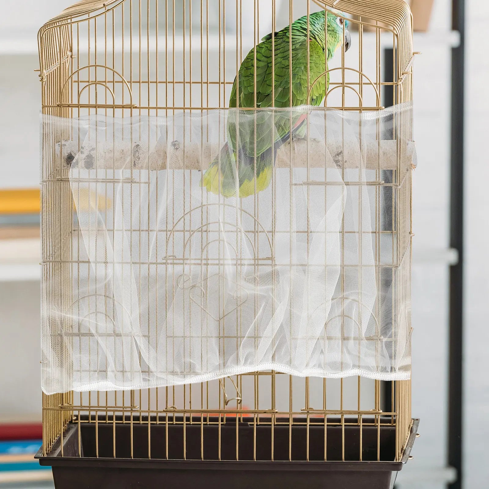 2Pcs Bird Cage Protective Cover Breathable Fine Mesh Net Dust Guard for Indoor Outdoor Parrot Cage Parakeet Conure Seed Catcher Qme