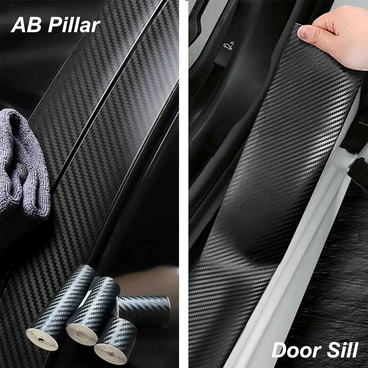 1-10M 3D Nano Carbon Fiber Stickers Car Door Edge Anti-Scratch Tape Black Side Mirror Protector Strip for Vehicle Protection Qme