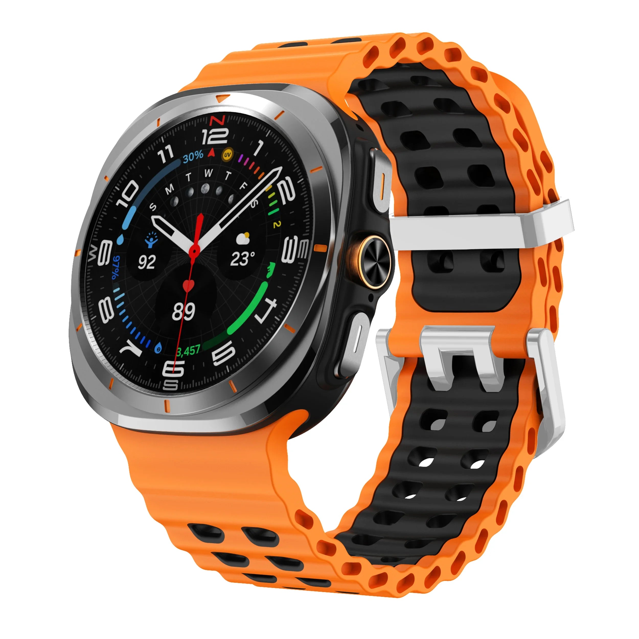 Two-Tone Sports Silicone Strap For Samsung Galaxy Watch Ultra Marine Band Bracelet For GalaxyWatch Ultra 47mm Watchband Qme Orange BlackS Galaxy Watch Ultra