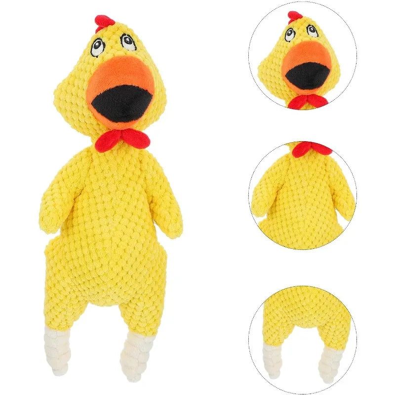 Squeaky Plush Chick Dog Chew Toy Teething Puppies Interactive Qme