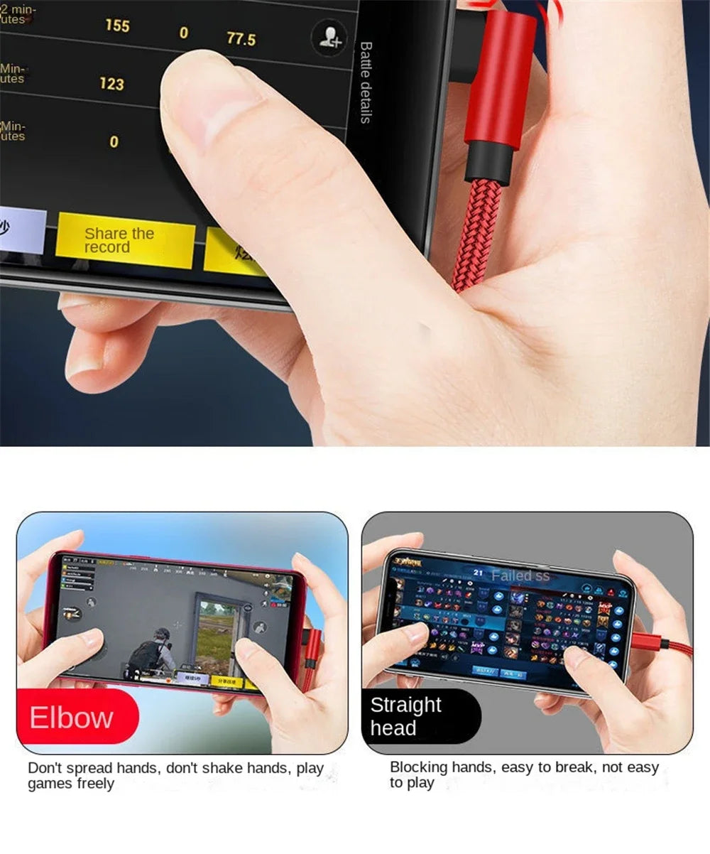 90 Degree Elbow Charger Cable 66W 6A Type C USB Fast Charging Cable for Gaming for Huawei Xiaomi 14 Redmi Honor OPPO Realme POCO Qme