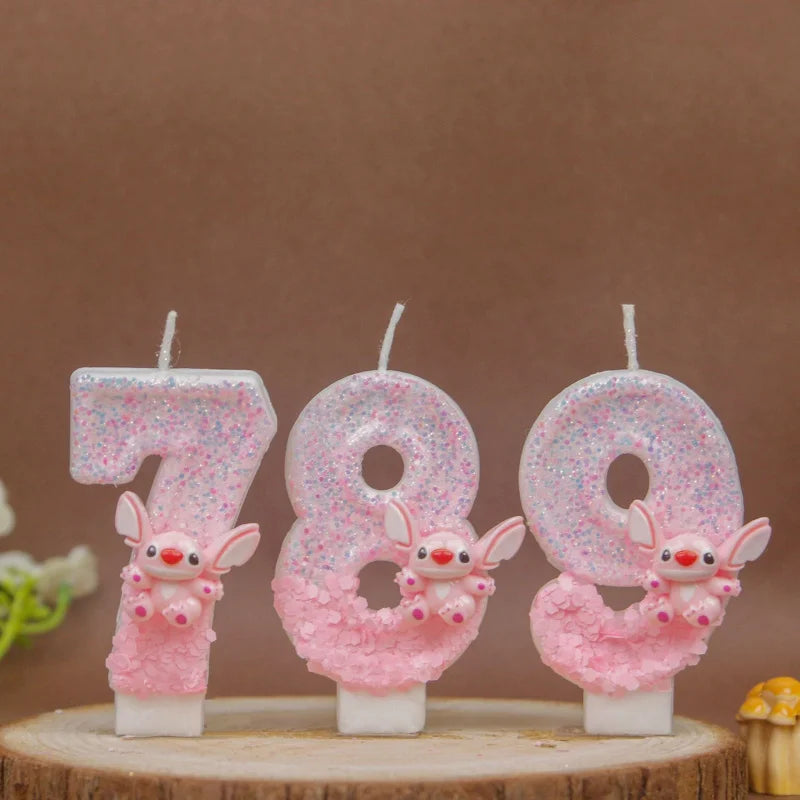 Stitch Digital Candles 0-9 Cute and Creative Pink Birthday Candles for Cartoon Cakes Sets the Mood Qme