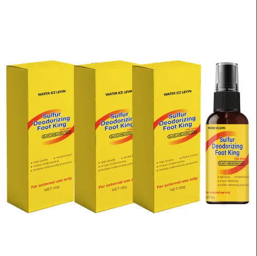 Sulfur Deodorizing Foot Spray & Foot King - Plant Herbal Extract Formula for Effective Odor Control & Skin Moisturizing. Qme black 30g