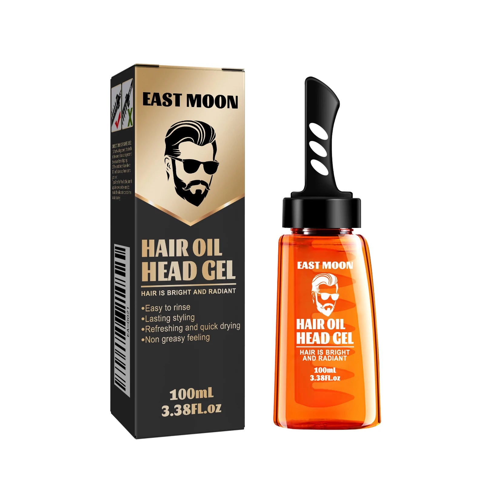 2 in 1 Men's Hair Styling Gel With Wide Tooth Comb Long-lasting Fluffy Hair Styling Oil Styling Cream Strong Hold & Shine Qme 100ml Boxed