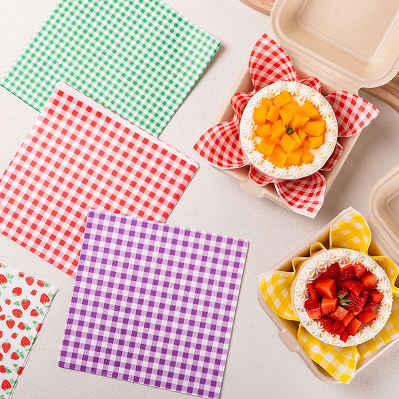100Pcs Greaseproof Paper Liners Sandwich Wrapping Paper 7 Colors Wax Paper Sheets For BBQ Picnic Festival Party Fast Food Qme