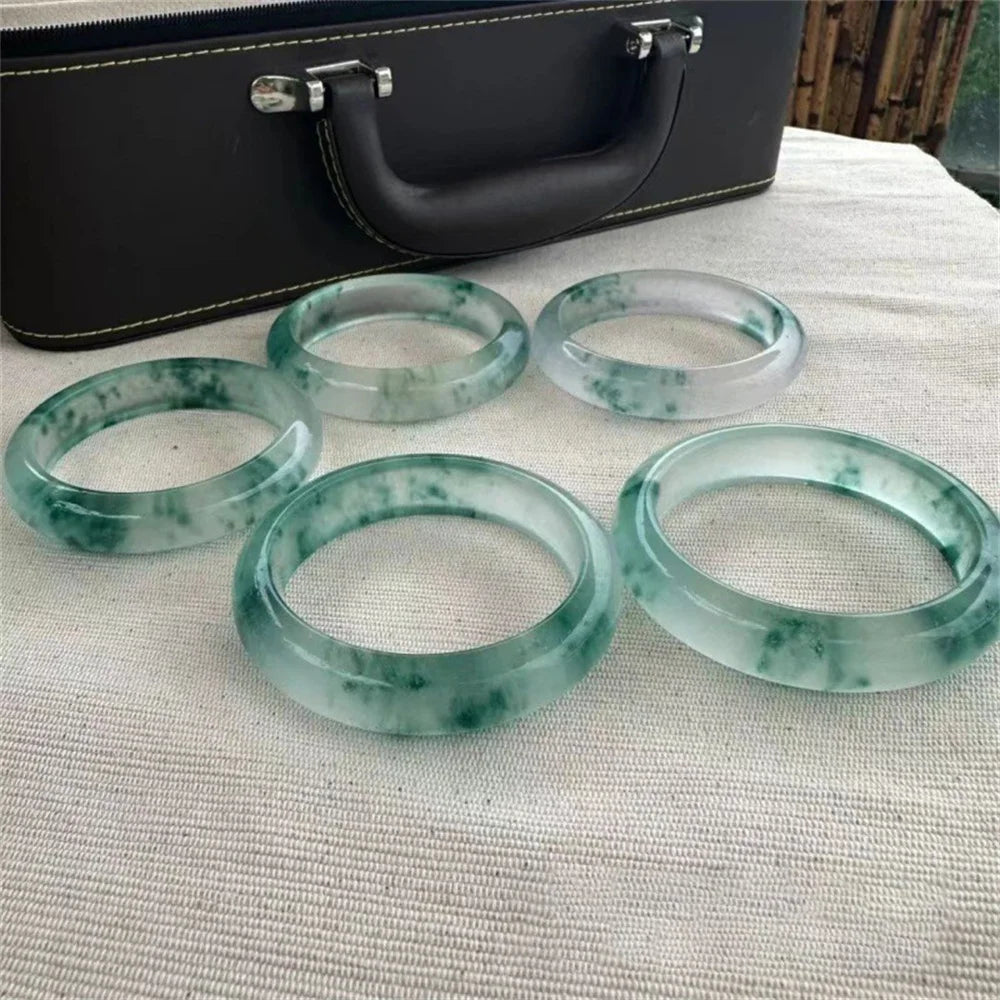 Modern Minimalist Floating Flower Ice Seed Natural Stone Jade Bangle Bracelet for Women's Fashion and Health Jewelry Gift Qme