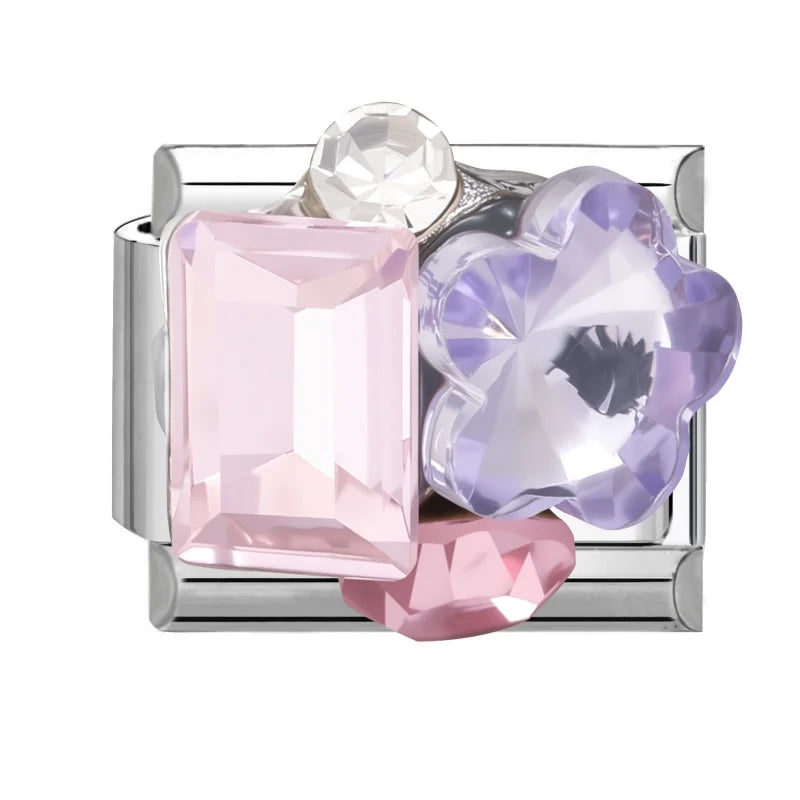 Zircon Bow Knot Blue Flowers Pink Heart Purple Butterfly Italian