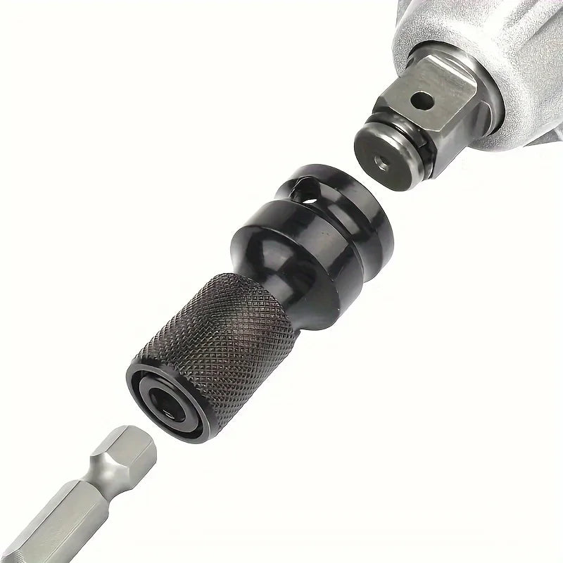 1/2 Square to 1/4 Hexagon Ratchet Sleeve Impact Wrench Sleeve Set Adapter Wrench Drive Converter Quick Release Tool Qme
