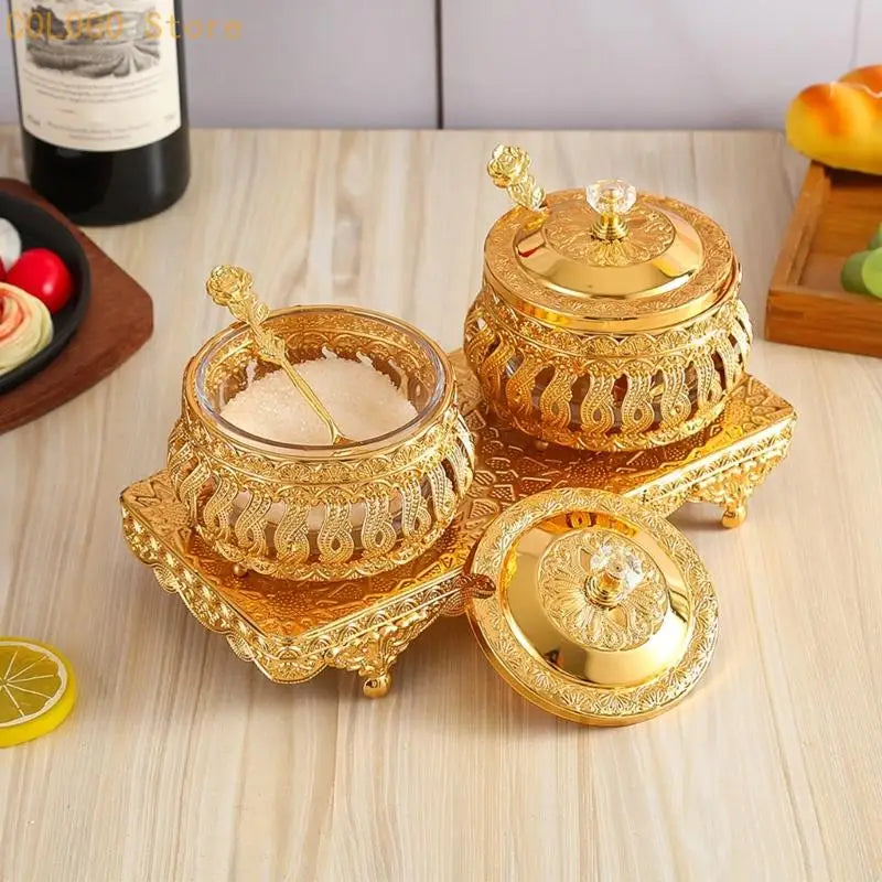 Condiment Holder Seasoning Storage Canisters Lid Spoon Sturdy Base Qme