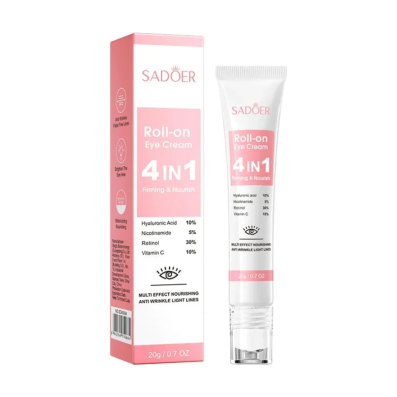 SADOER 4in1 Roll-on Moisturizing Eye Cream Anti Dark Circles Eyes Bags Firming Moisturizing Eye Serum Skin Care for Beauty Eyes Qme