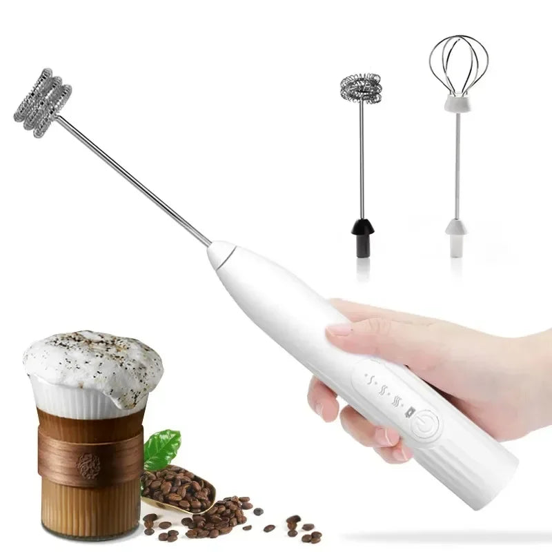 2-in-1 USB Charging Electric Egg Beater Coffee Stirrer Baking Mixer Double Head Milk Whisk Tools Gadgets Bar Kitchen Accessories Qme