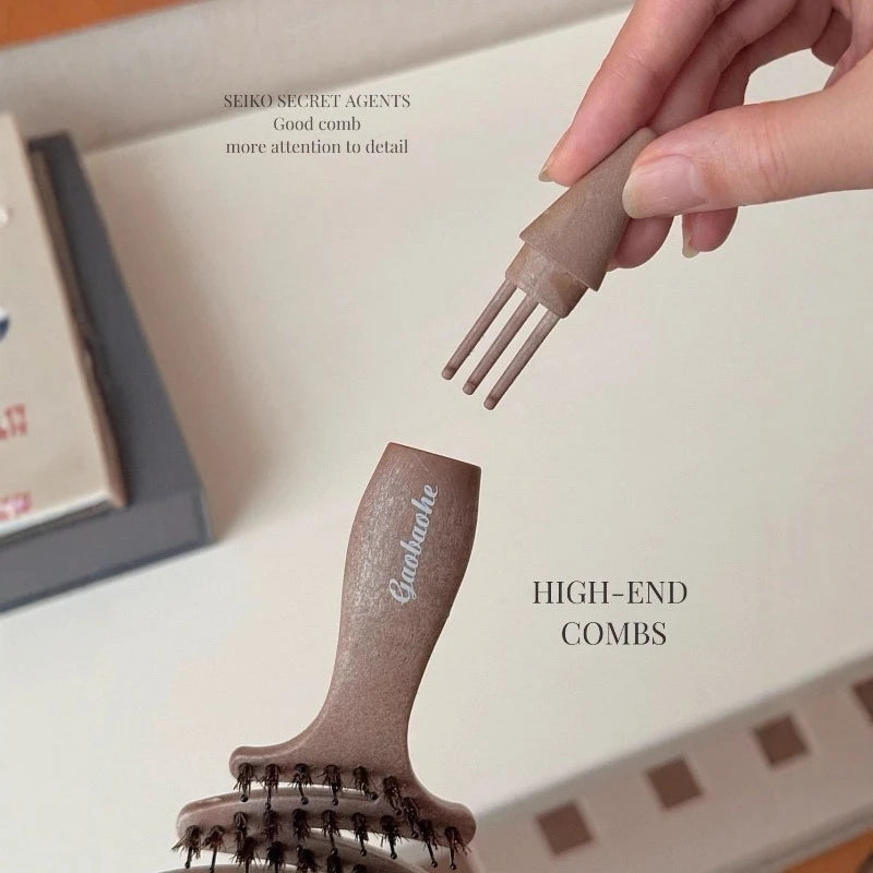 Boar Bristle Hair Brush Scalp Massager Anti-static Portable Paddle Qme