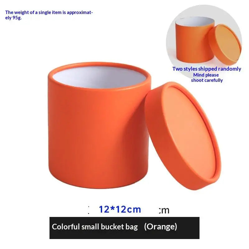 12x12cm Round Flower Box Arranged Gift Box Preserved Bouquet Elegant Box For Wedding Party Rose Flower Packaging Decoration Qme Orange