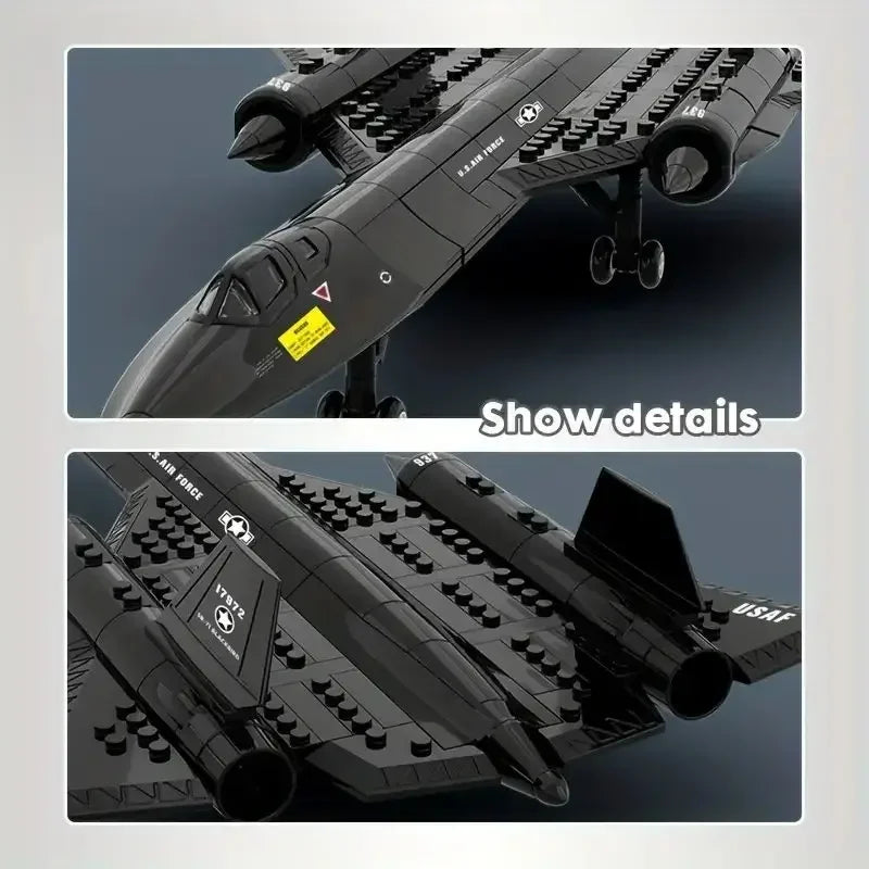 Military Technical USA SR71 Blackbird Stealth Supersonic Reconnaissance Aircraft Building Blocks Fighter Model Brick Kid Boy Toy Qme