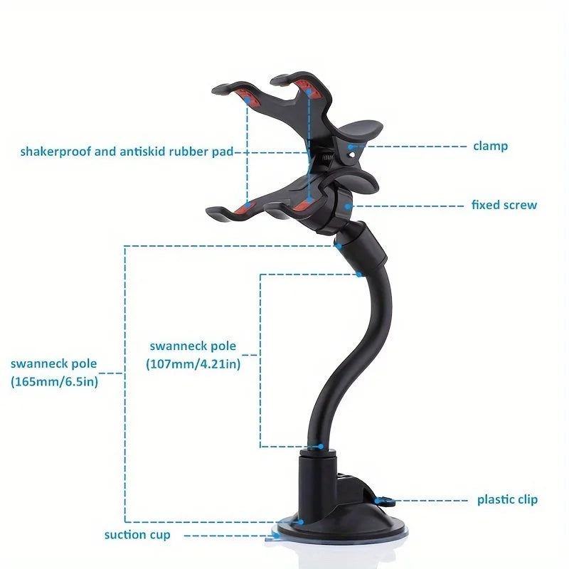 Universal Dashboard Curved Mobile Phone Car Suction Cup Mount Holder by 360 Degree Rotation Qme