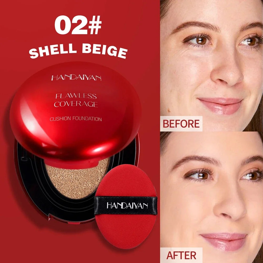  Air Cushion Foundation Light Natural Concealer Red Shell Foundation Natural Brighten Skin Color Long Lasting Makeup Foundation Qme 02