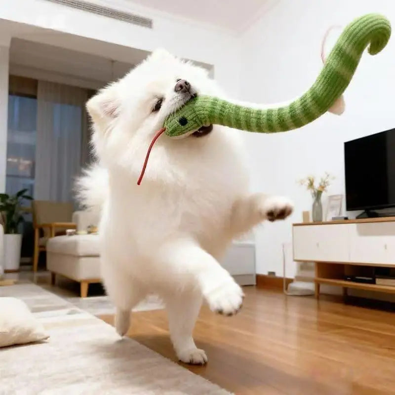 Interactive Snake Toy Cats Chew Scrab Squeaky Floppy Plush Rope Dogs Qme