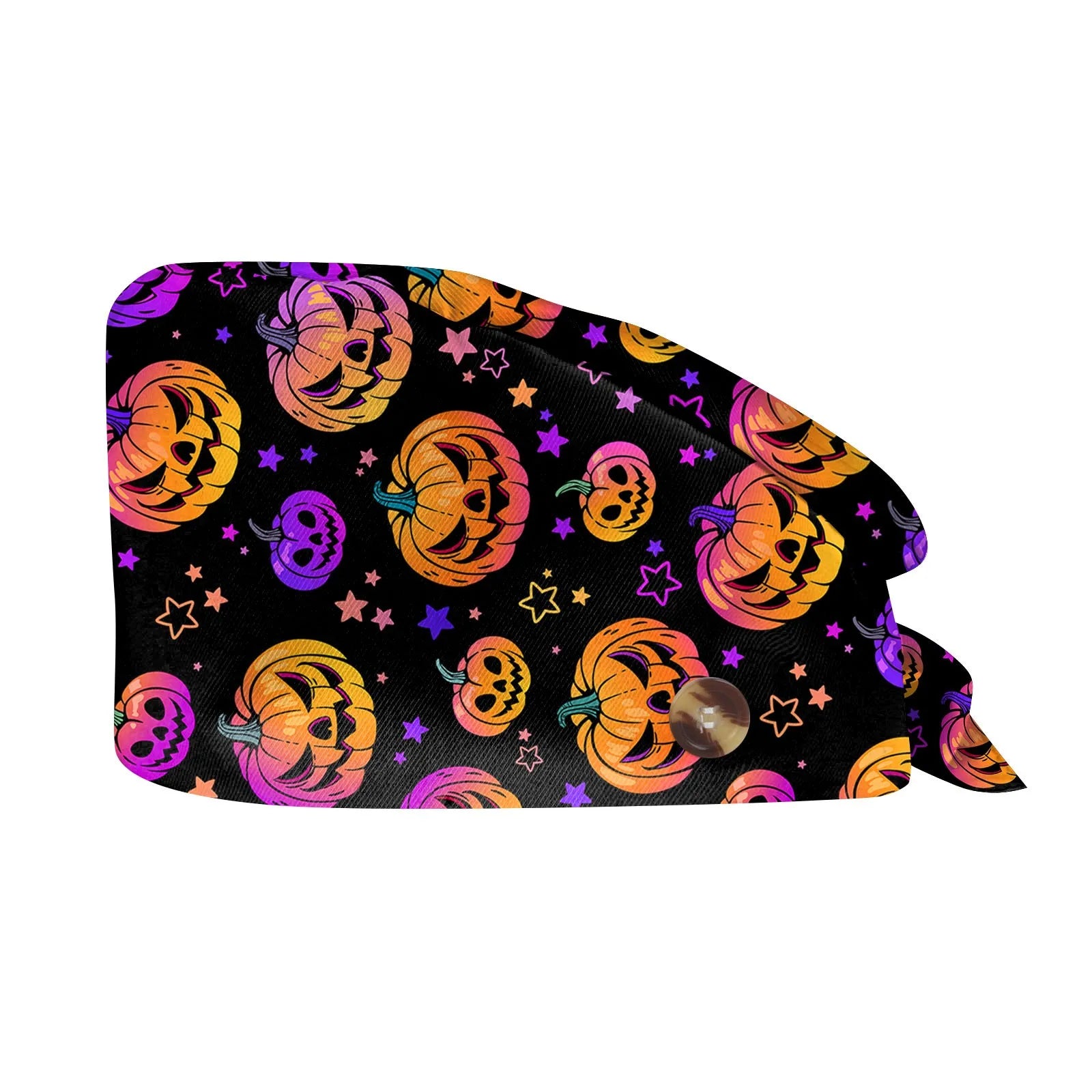 Halloween Skeleton Printing Adjustable Scrub Cap Surgical Cap Woman and man Veterinary Pet Shop Scrub Hat Dentist Working Cap Qme Dark Purple One Size