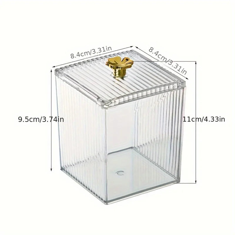 1pc Acrylic Cotton Swab Storage Jar, Transparent Storage Canister With Lid, Storage Box For Cotton Swab Pad Floss, Qme