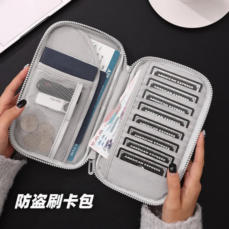 Beilian anti-theft brush ID bag, overseas travel storage bag, multi-card passport bag, wholesale boarding portable card bag. Qme