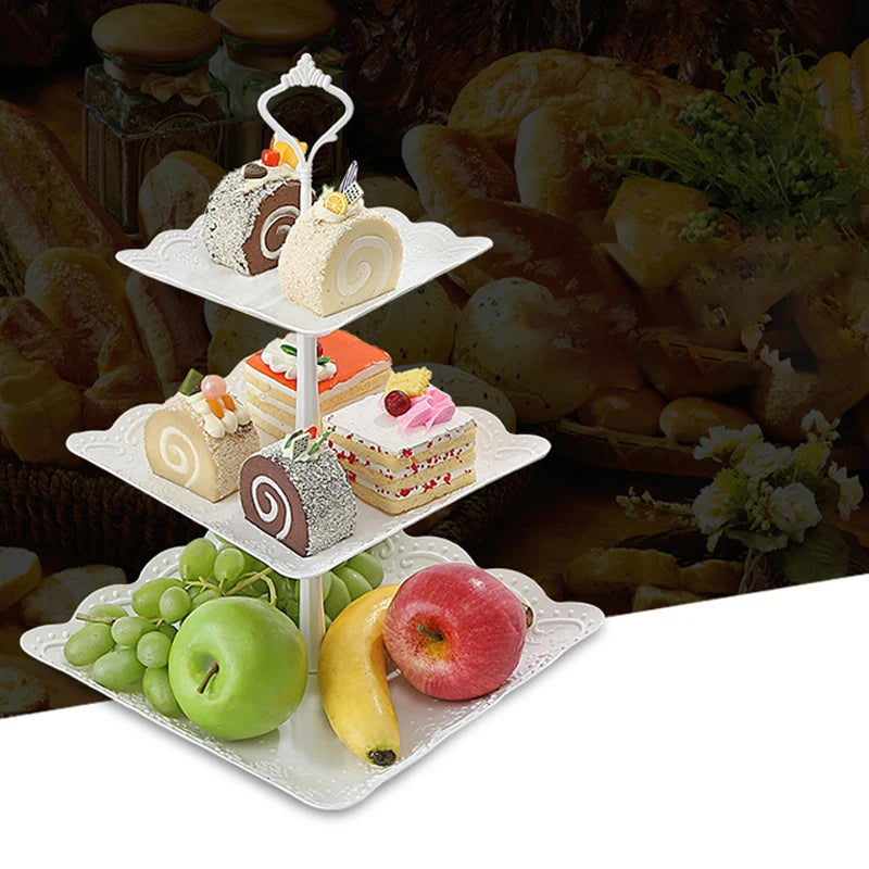 PPServing Stand Dessert Tower Sum Fruit Tray 2 3 Tier Tea Party Baby Qme